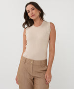ESQUALO // 27504 RIBBED SLEEVELESS SWEATER LIGHT SAND MELANGE