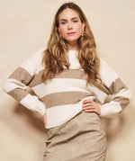 ESQUALO // 27524 STRIPED MOCK NECK SWEATER