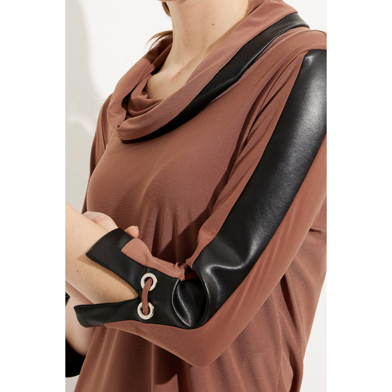 JOSEPH RIBKOFF // 233107 COWL NECK TUNIC WITH LEATHERETTE DETAIL