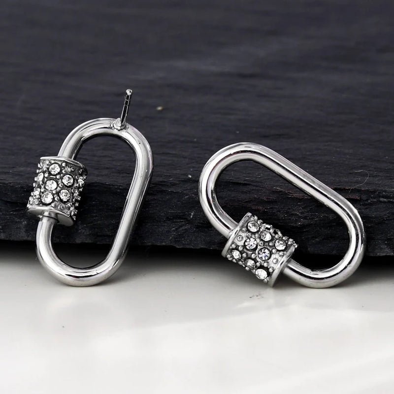 HACKNEY NINE // LENNON CARABINER EARRINGS WITH ZIRCONIA ACCENT