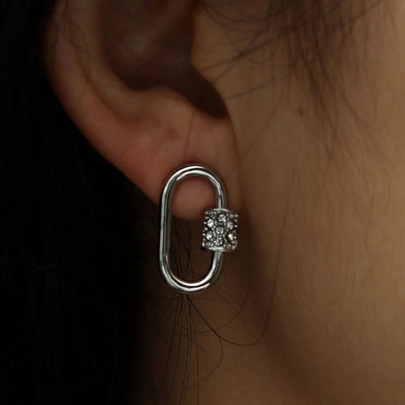 HACKNEY NINE // LENNON CARABINER EARRINGS WITH ZIRCONIA ACCENT