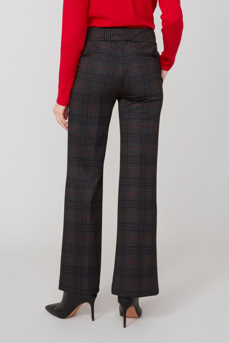 RENUAR // R10054  WIDE LEG PULL-ON PLAID PANTS
