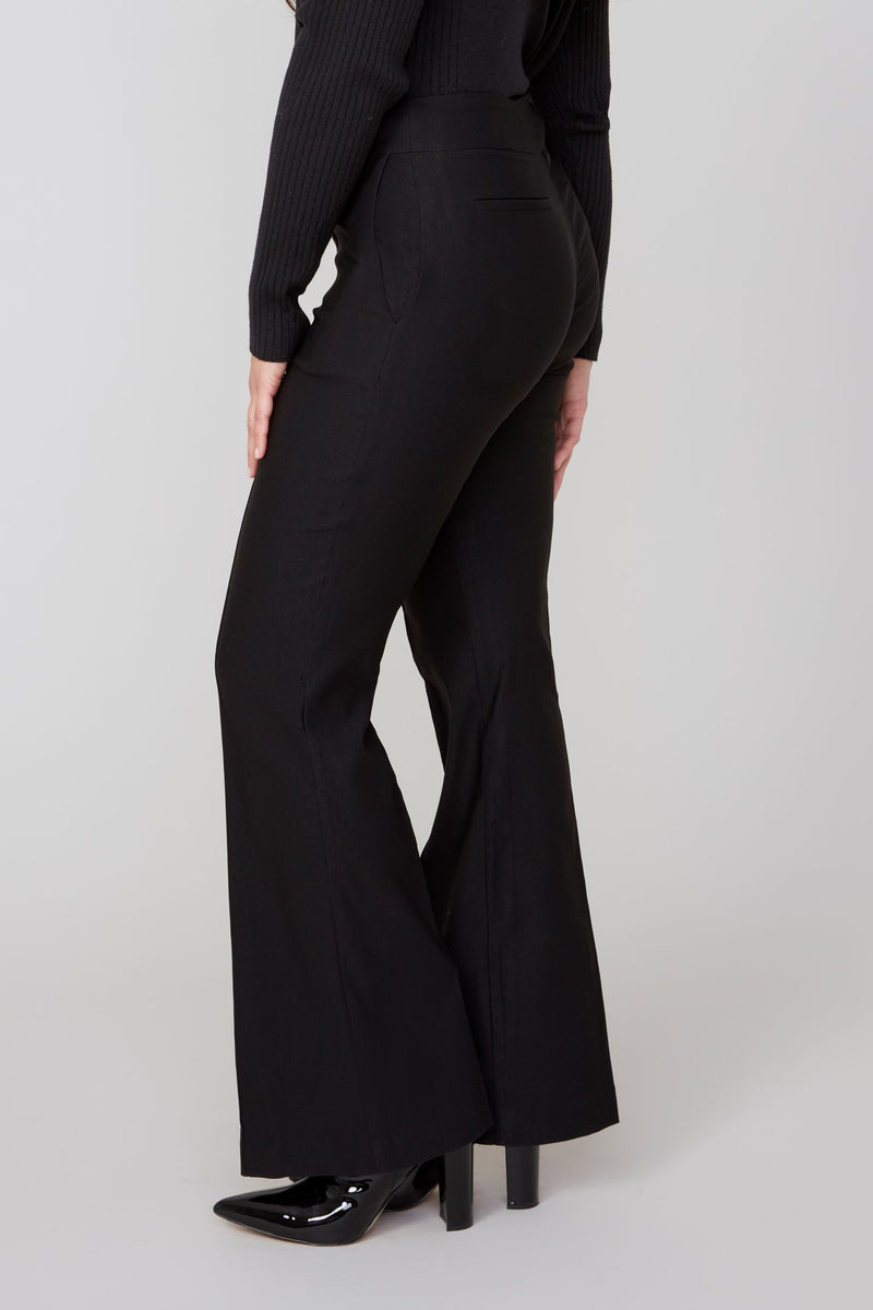 RENUAR // R10054  WIDE LEG PULL-ON PLAID PANTS BLACK