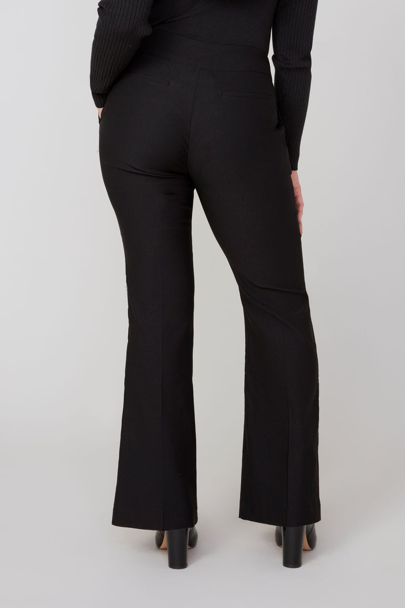 RENUAR // R10054  WIDE LEG PULL-ON PLAID PANTS BLACK