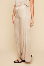 RENUAR // R11016 WIDE LEG SATIN PANTS OYSTER