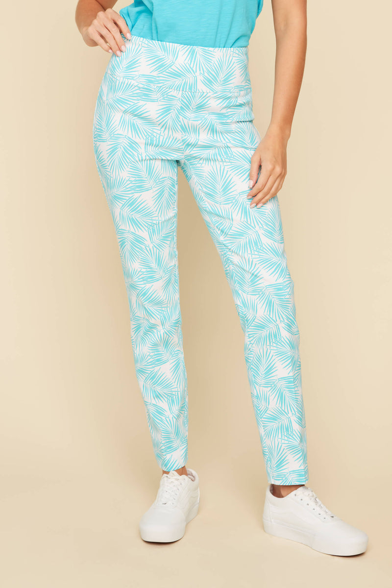 RENUAR // R1976 PRINTED ANKLE PANTS AQUAMARINE