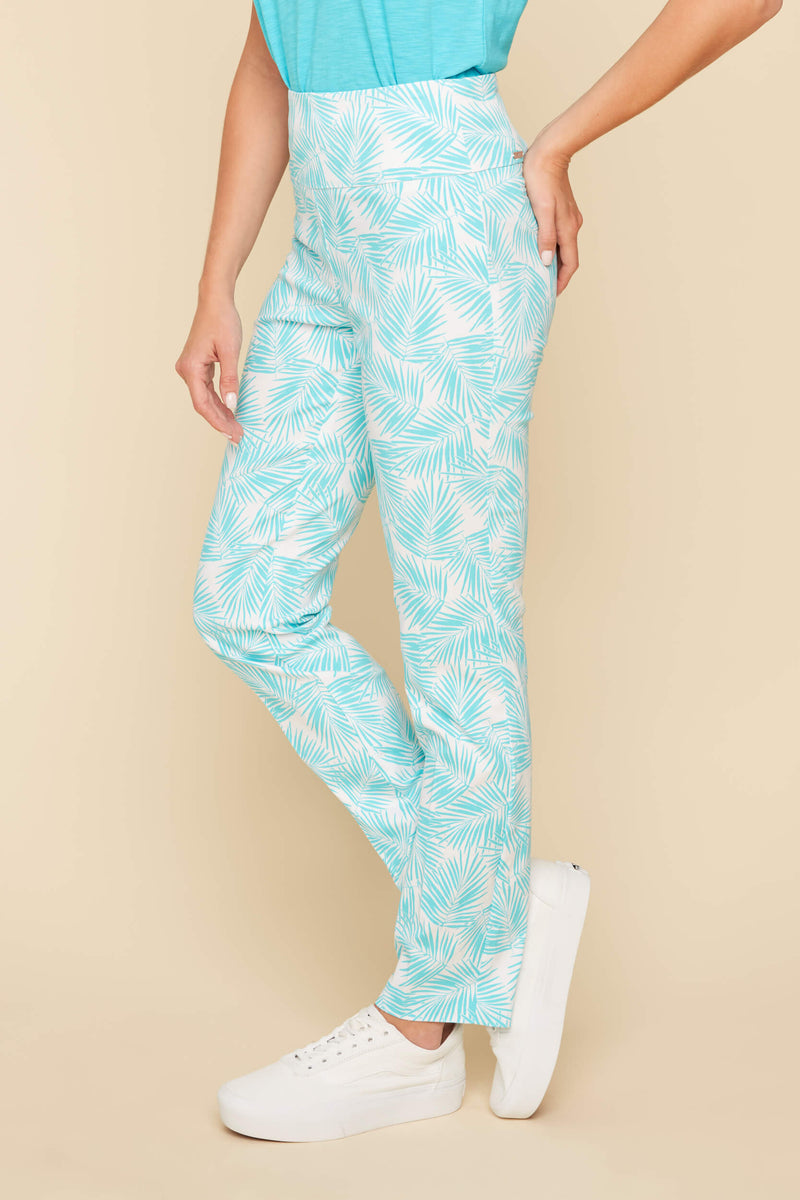 RENUAR // R1976 PRINTED ANKLE PANTS AQUAMARINE