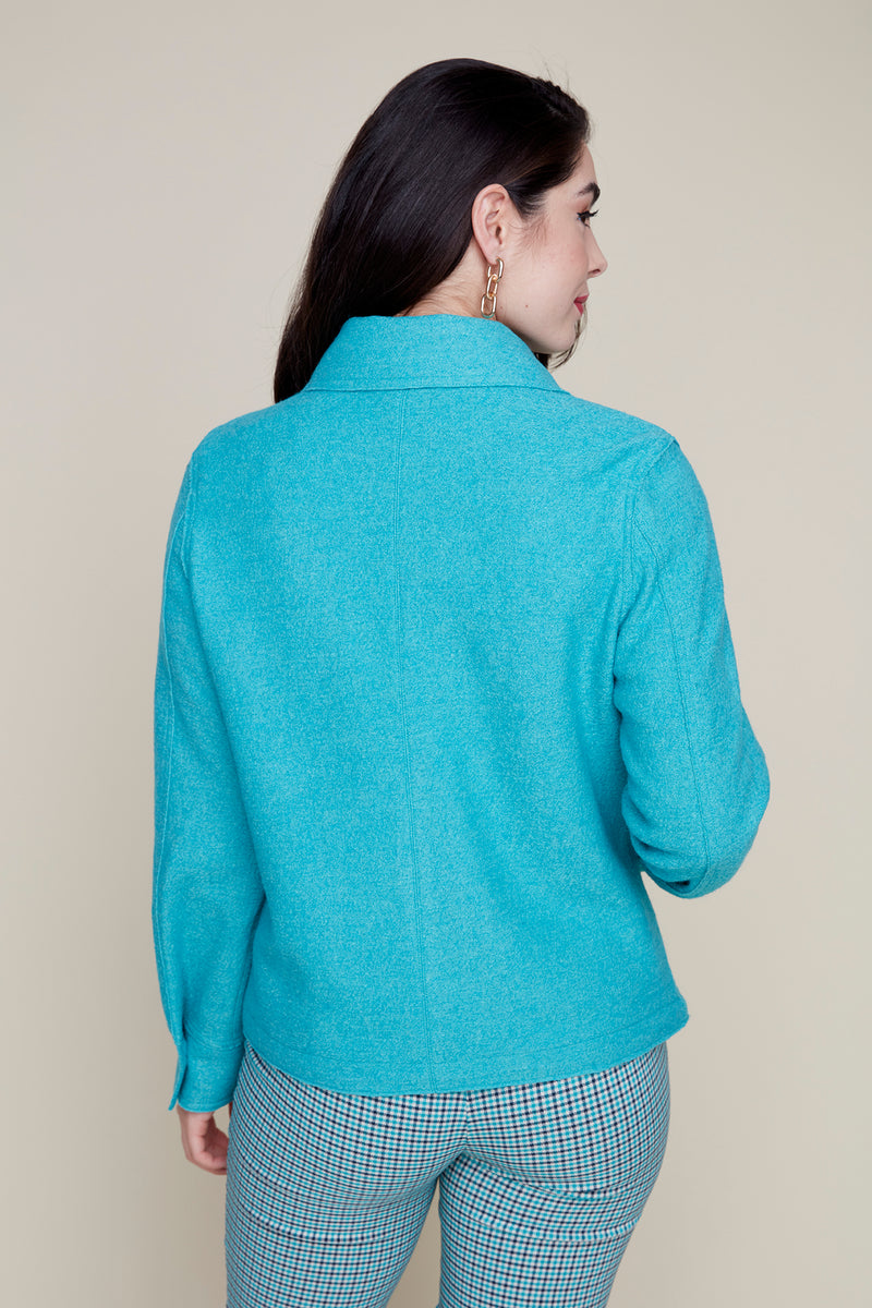 RENUAR // R3863 BOILED WOOL KNIT JACKET PEACOCK