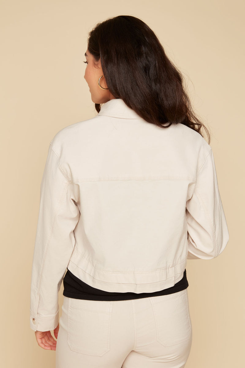 RENUAR // R3899 CROPPED BOXY JACKET OYSTER