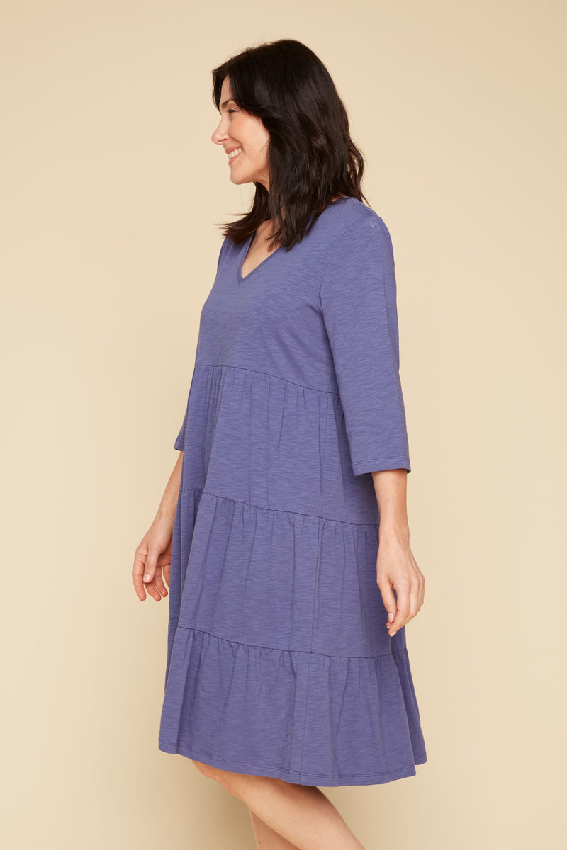 RENUAR // R4339 TIERED DRESS BLUE JEAN