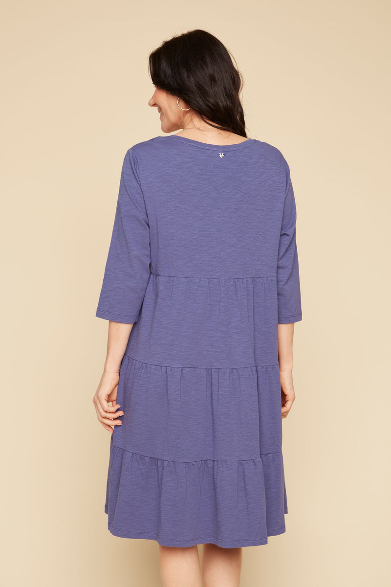 RENUAR // R4339 TIERED DRESS BLUE JEAN