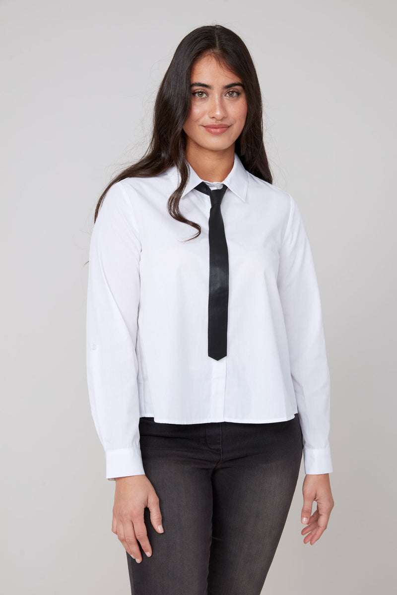 RENUAR // R5151 BLOUSE WITH TIE & PLEATED BACK