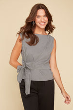 RENUAR // R5185 SLEEVELESS BLOUSE WITH LARGE BOW GINGHAM