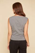 RENUAR // R5185 SLEEVELESS BLOUSE WITH LARGE BOW GINGHAM