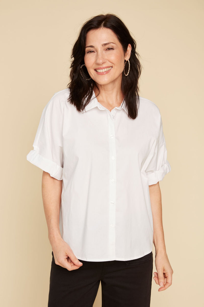 RENUAR // R5192  SHORT SLEEVE BLOUSE WHITE
