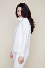 RENUAR // R6864 RIBBED COWL NECK SWEATER cream