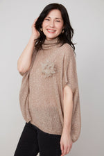 RENUAR // R6963  TURTLENECK SWEATER WITH FLOWER APPLIQUÉ