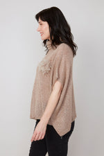RENUAR // R6963  TURTLENECK SWEATER WITH FLOWER APPLIQUÉ