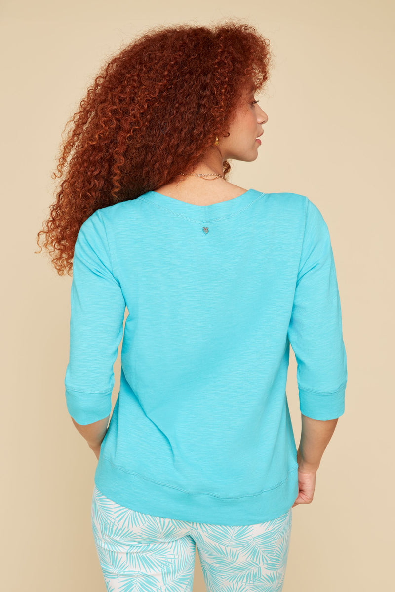 RENUAR // R7758 COTTON COMFORT TOP AQUAMARINE