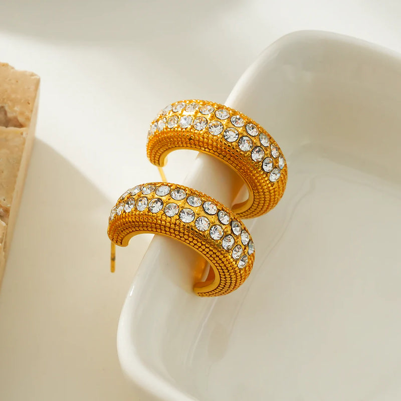 HACKNEY NINE // RANI GOLD TEXTURED MINI HOOP WITH CZ