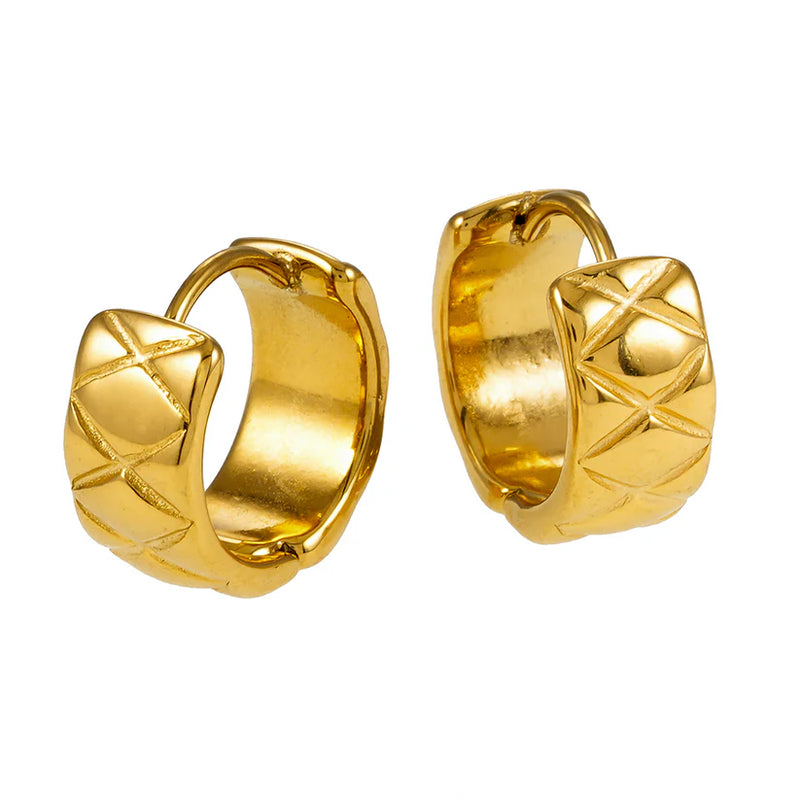 HACKNEY NINE // SHELBURNE ETCHED WIDE MINI HOOPS