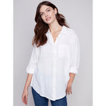 CHARLIE B // 4542 BUTTON-UP BLOUSE WHITE