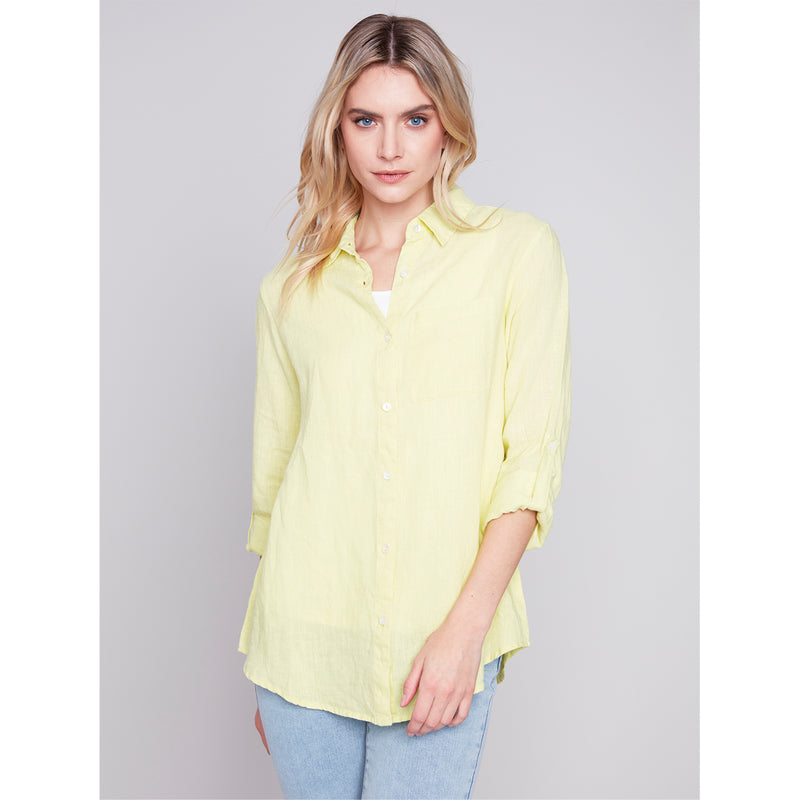 CHARLIE B // 4542 BUTTON-UP BLOUSE ANISE