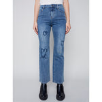 CHARLIE B // 5434 STRAIGHT LEG JEAN WITH HEART EMBROIDERY