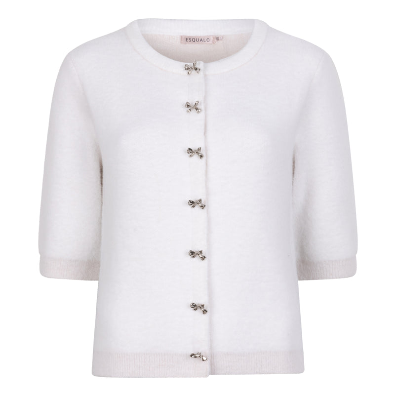 ESQUALO //  07719 KNIT SWEATER WITH BOW BUTTONS