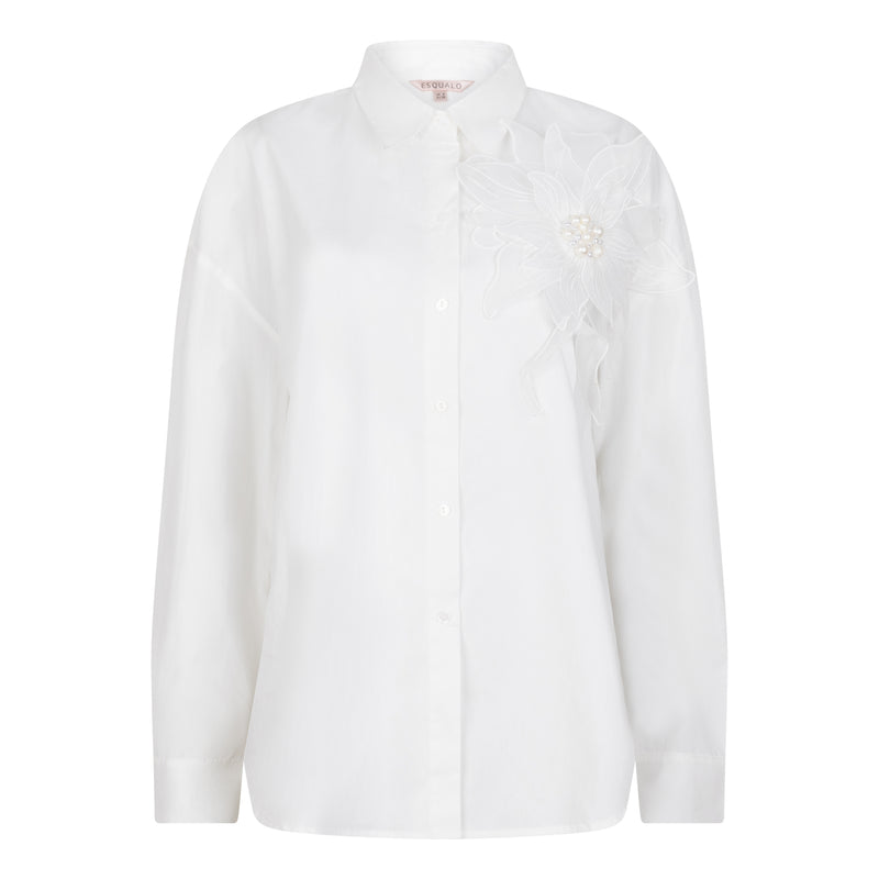 ESQUALO // 28708 BLOUSE WITH LARGE FLOWER PATCH