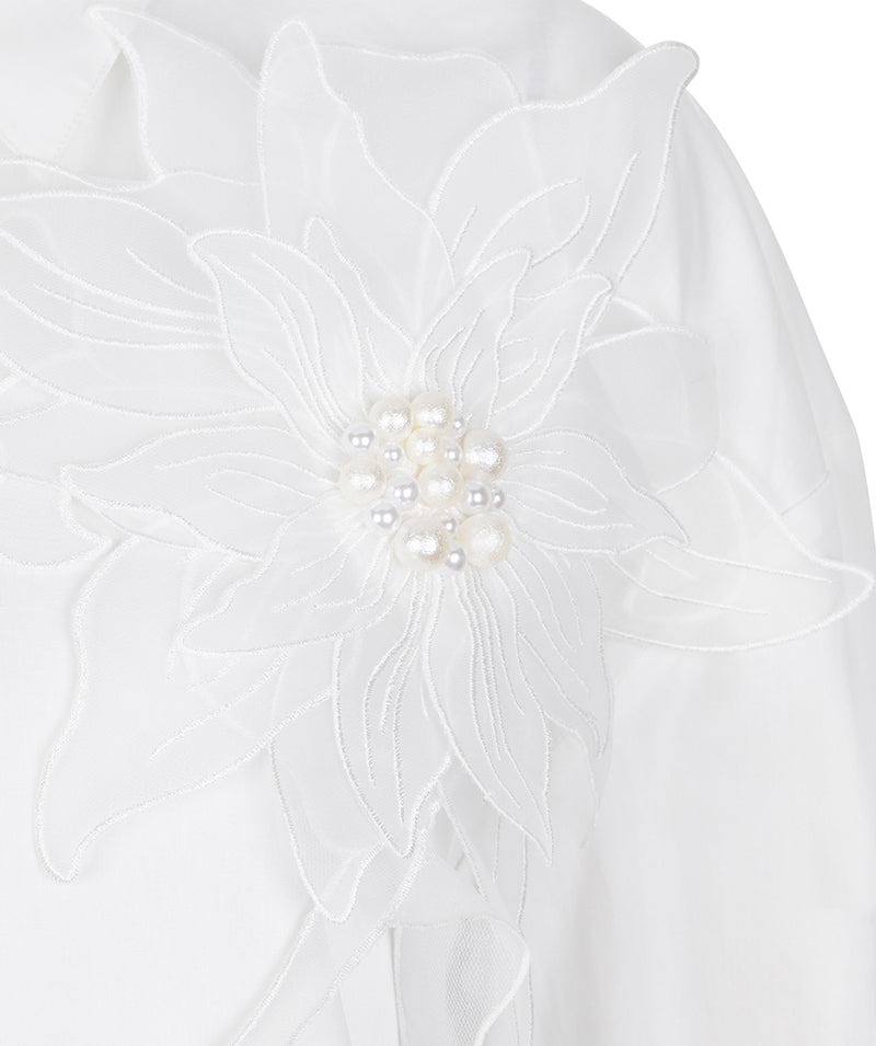 ESQUALO // 28708 BLOUSE WITH LARGE FLOWER PATCH