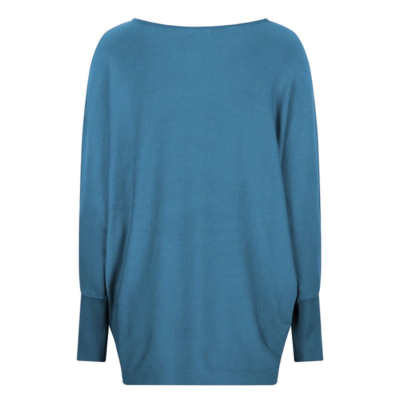 ESQUALO // 07540 BATWING SWEATER WITH BUTTONS PETROL