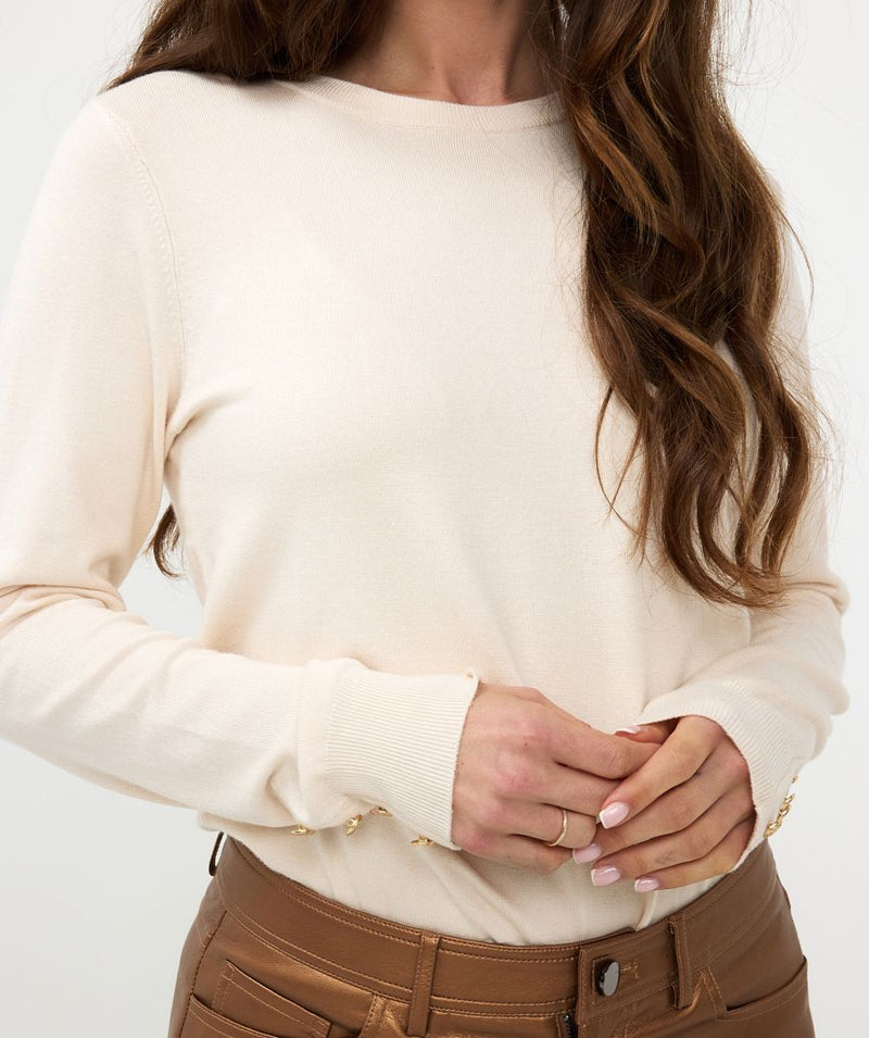 ESQUALO //  07532 CREW NECK SWEATER WITH BUTTON DETAILS