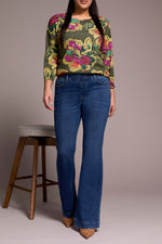 TRIBAL // 5860O AUDREY PULL ON FLARE JEANS FADED BLUE