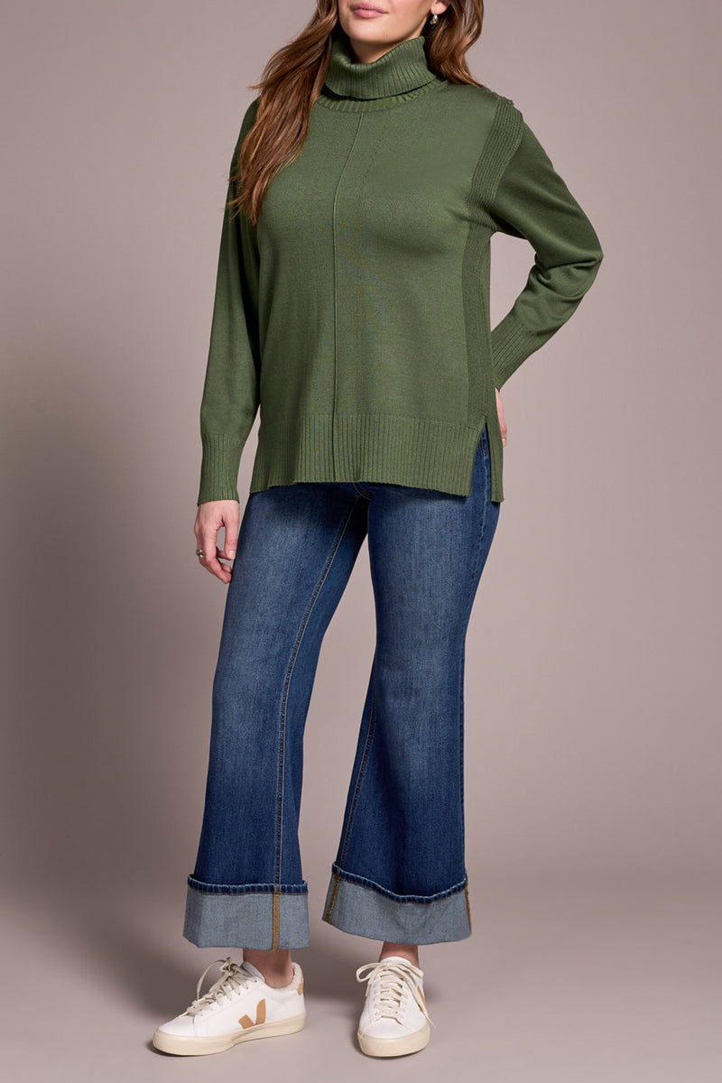 TRIBAL // 2395O TURTLENECK SWEATER CHIVE