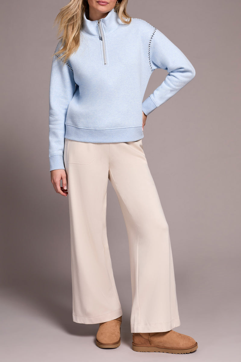 TRIBAL // 2339O FUNNEL NECK TOP WITH STITCHING