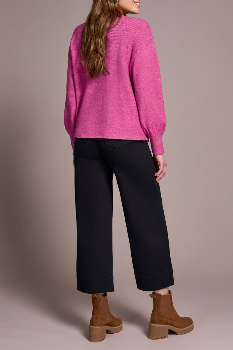 TRIBAL // 2380O LONG SLEEVE NOTCH NECKLINE SWEATER CAMEO