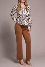 TRIBAL // 2330O CREW NECK TOP WITH GATHERED CUFFS