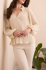 TRIBAL // 2377O BLOUSE WITH RUFFLED COLLAR MOONSTONE