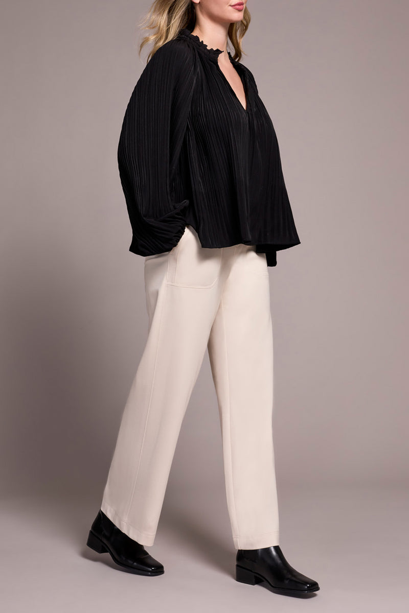 TRIBAL // 2377O BLOUSE WITH RUFFLED COLLAR BLACK