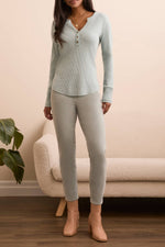 TRIBAL // 5899O HENLEY TOP HEATHER SILVERPINE