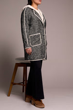 TRIBAL // 2331O HERRING BONE COAT WITH FAUX HOODIE