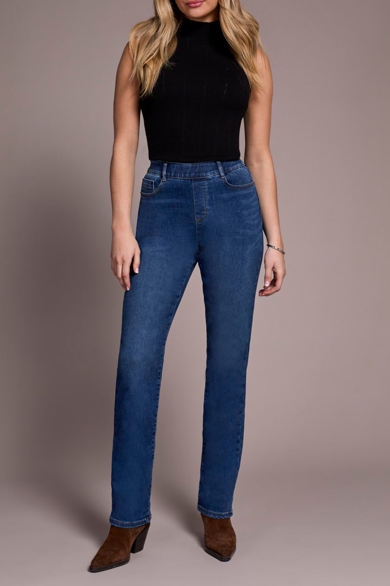 TRIBAL // 5859O SOPHIA PULL ON STRAIGHT JEANS FADED BLUE