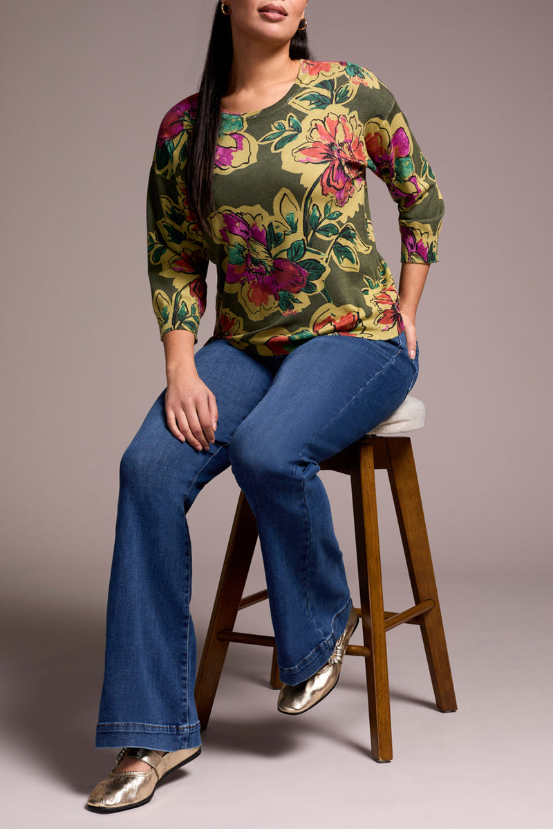 TRIBAL // 2175O CREW NECK SWEATER CHIVE