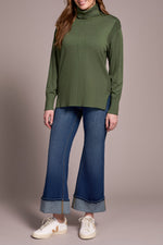 TRIBAL // 2395O TURTLENECK SWEATER CHIVE