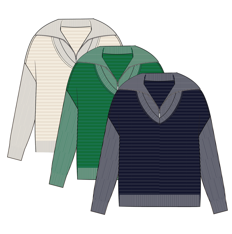 TRIBAL // 6028O ZIP UP SWEATER NIGHTFALL