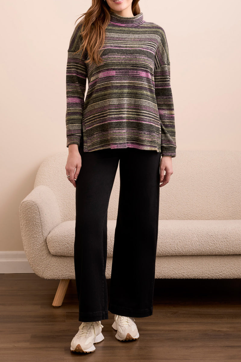 TRIBAL // 1899O MOCK NECK TOP WITH SIDE SLITS FLAMBE