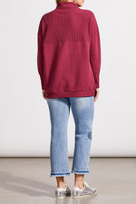 TRIBAL // 5613O FUNNEL NECK SWEATER PORT WINE