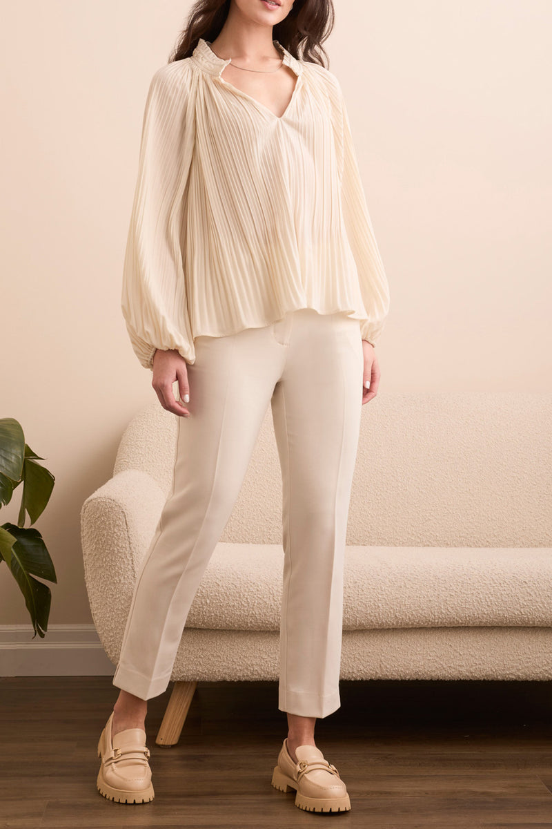 TRIBAL // 2377O BLOUSE WITH RUFFLED COLLAR MOONSTONE