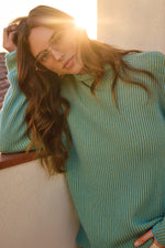 TRIBAL // 2250O FUNNEL NECK SWEATER MIST BLUE